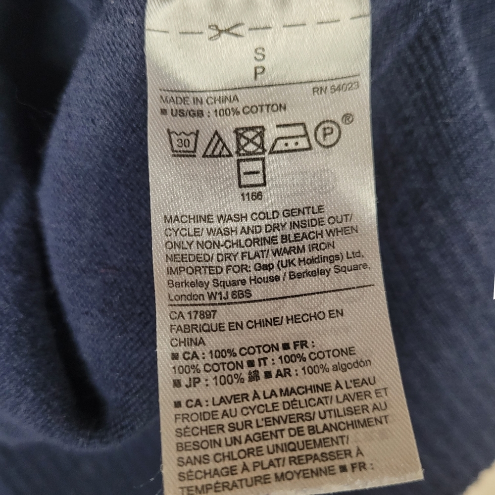 GAP Sweater Long Sleeve Crew Neck Pullover Navy Blue Size Small - Picture 7 of 7